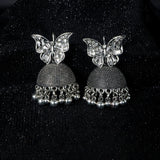 Butterfly Jhumka Earrings – Silver Tone