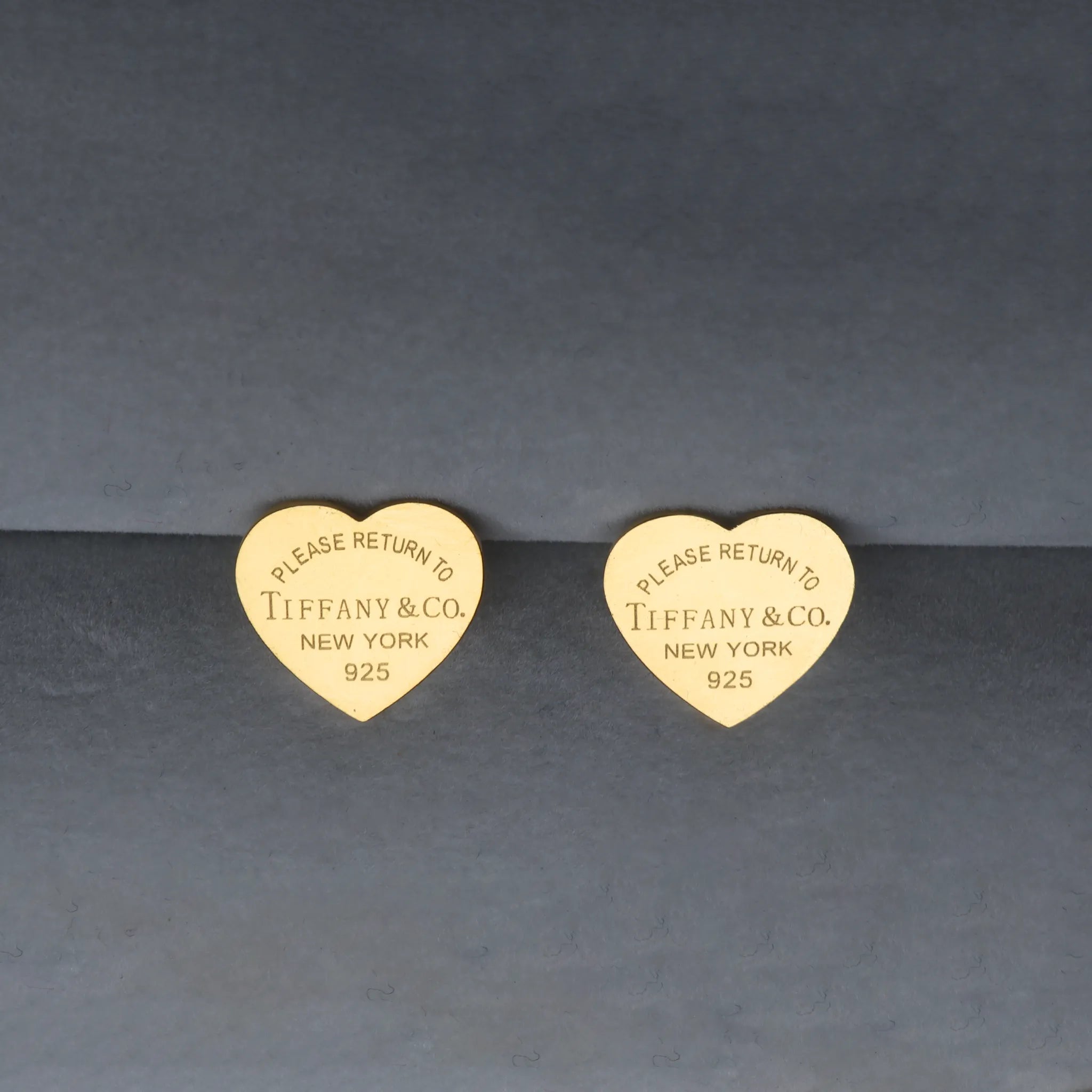 Tiffany & Co. Heart Tag Stud Earrings - Gold Tone