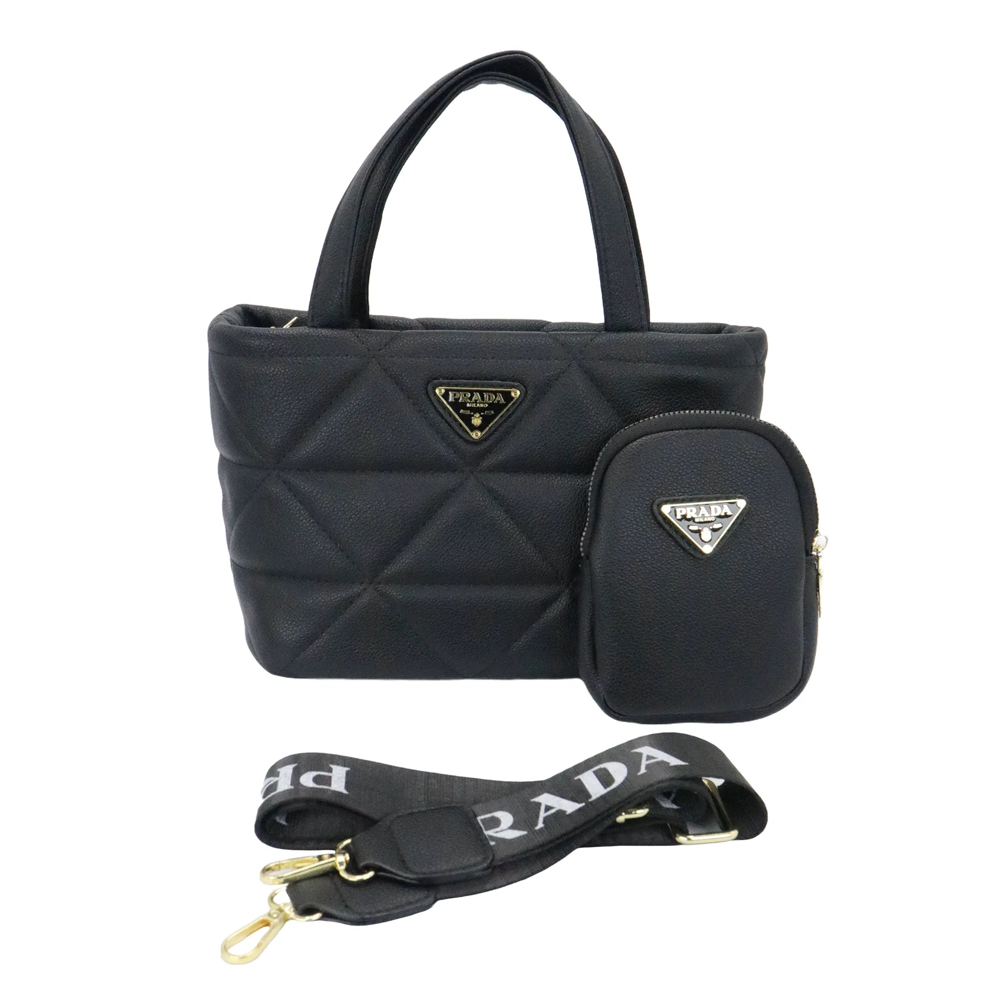Prada Quilted Tote Bag with Mini Pouch