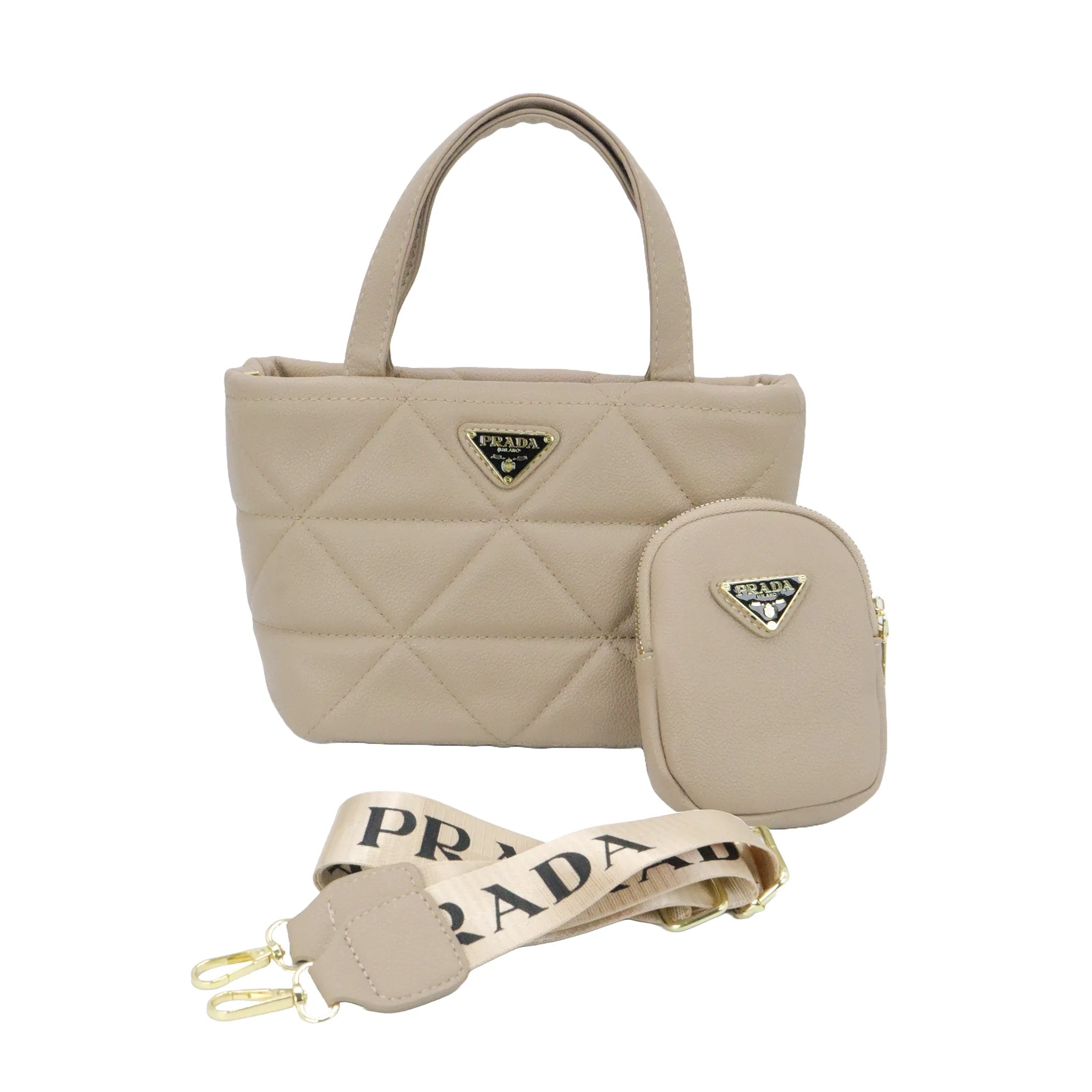 Prada Quilted Tote Bag with Mini Pouch