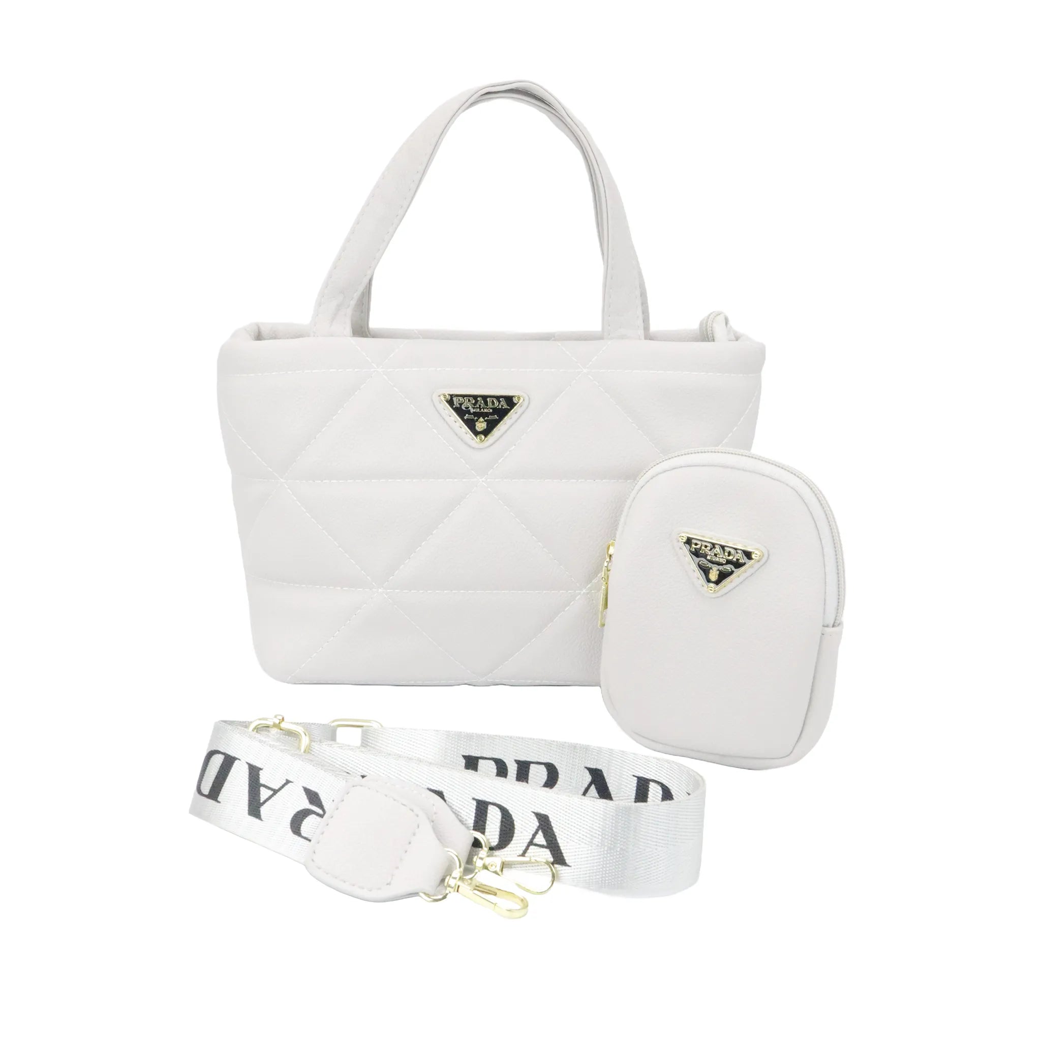 Prada Quilted Tote Bag with Mini Pouch