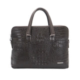 Black Crocodile Embossed Leather Laptop Bag