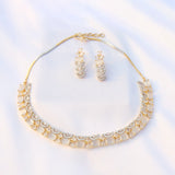 Luxurious Gold and White Stone Jewelry Set