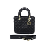 Elegant Quilted Leather Handbag with Gold Charm