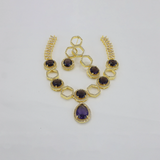 Luxurious Gold and Dark Purple Gemstone Jewelry Set