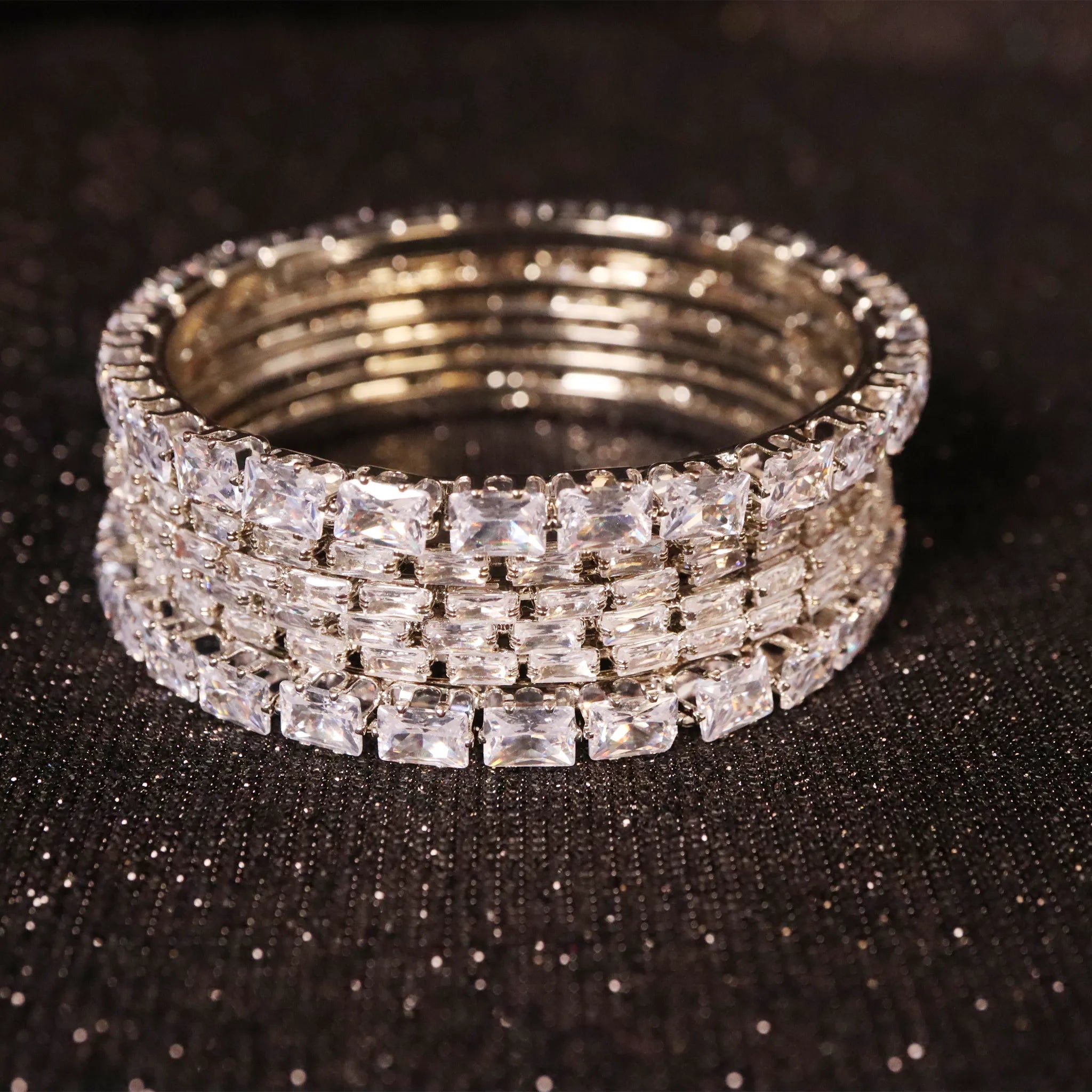 Elegant Multi-Row Gemstone Bangles
