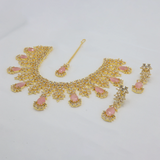 Traditional Gold and Pink Stone Jewelry Set