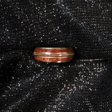Classic Dual-Tone Men's Band Ring with Textured Inlay