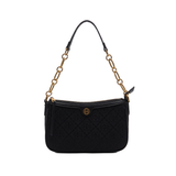 Classic Black Monogram Shoulder Bag with Gold Chain Strap