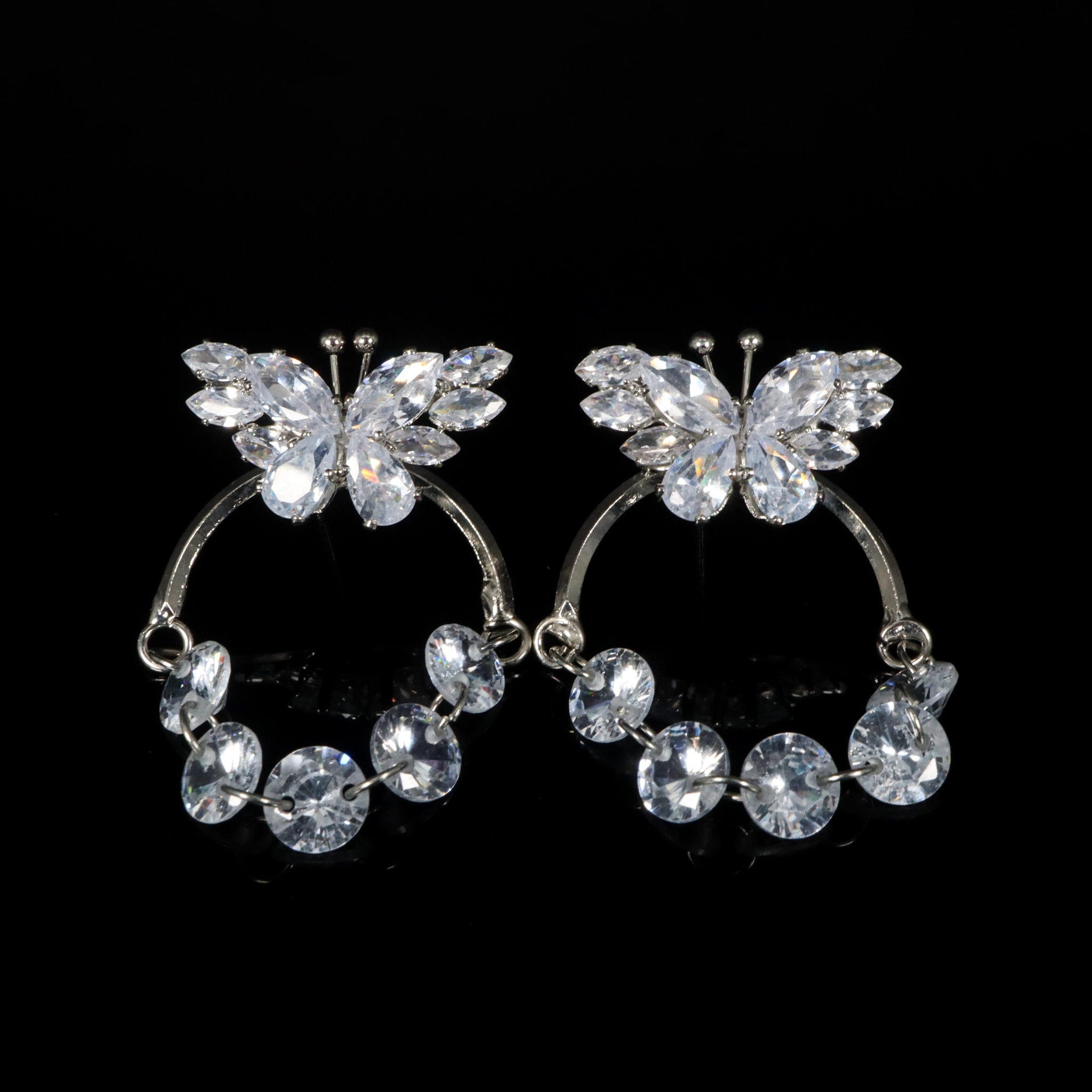 Crystal Butterfly Hoop Earrings