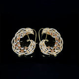 Golden Floral Crescent Hoop Earrings