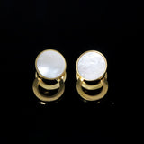Gold Mother-of-Pearl Circle Earrings