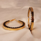 Midnight Elegance Gold Hoop Earrings