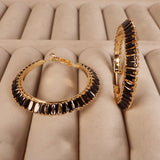 Black Radiance Gold Hoop Earrings