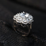 Classic Silver-Plated Multi-Stone Engagement Ring
