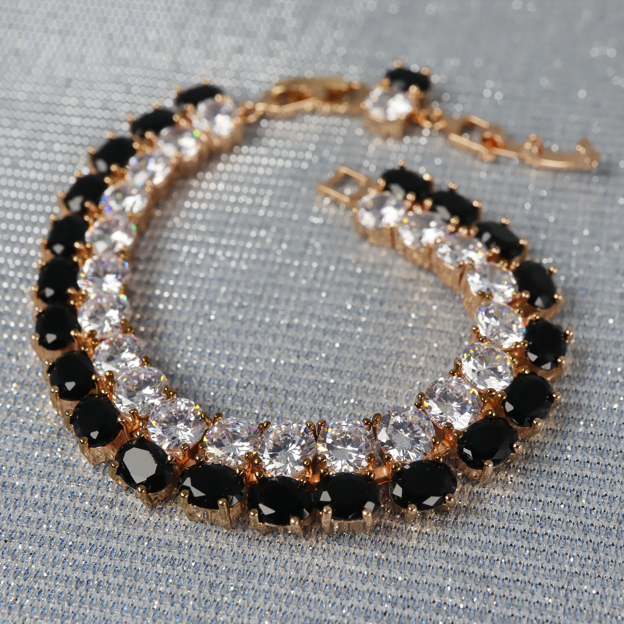 Dual-Tone Black and White Crystal Bracelet