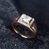 Classic Gold Tone Ring with Rectangular Crystal
