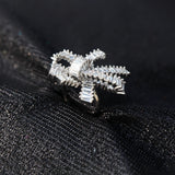 Elegant Silver Bow Knot Diamond Ring