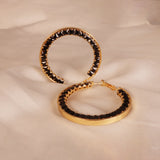 Midnight Elegance Gold Hoop Earrings