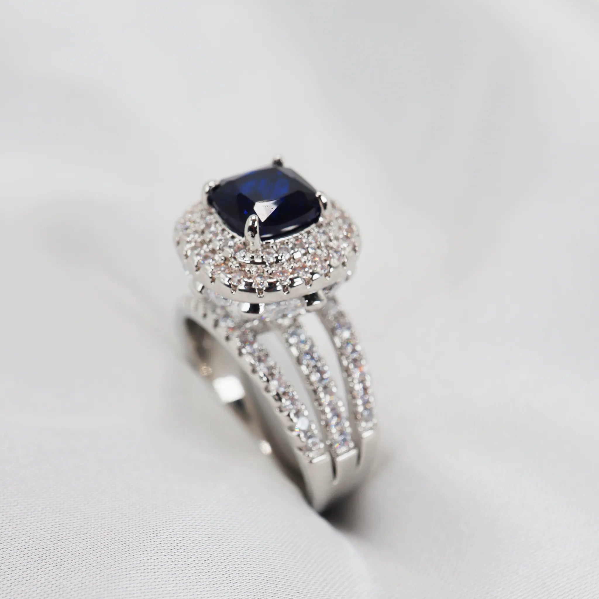 Cushion-Cut Halo A+ Zircon Ring