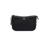 Classic Black Monogram Shoulder Bag with Gold Chain Strap