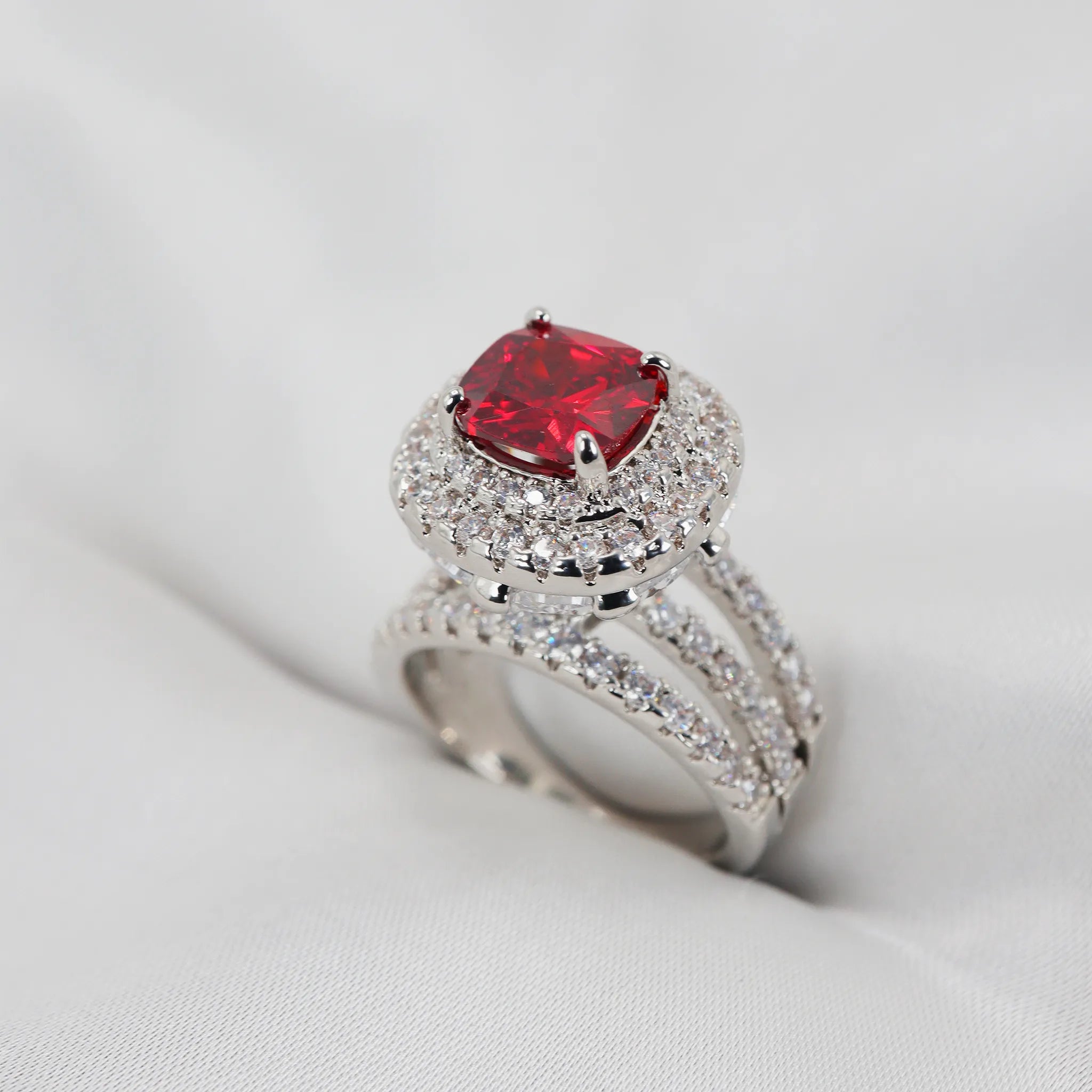 Cushion-Cut Halo A+ Zircon Ring