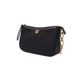 Classic Black Monogram Shoulder Bag with Gold Chain Strap