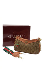 Gucci GG Canvas Mini Bag with Web Strap & Strawberry Charm