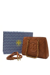 Tory Burch Fleming Quilted Tote Bag | Caramel Tan Leather