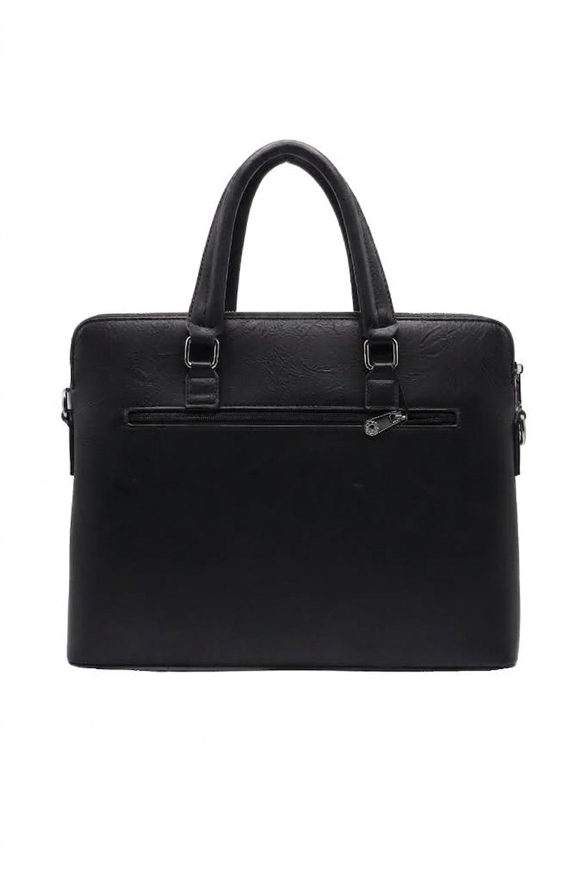 Slim Leather Laptop Briefcase Laptop Bags | Classic Black & Silver