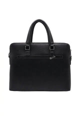 Slim Leather Laptop Briefcase Laptop Bags | Classic Black & Silver