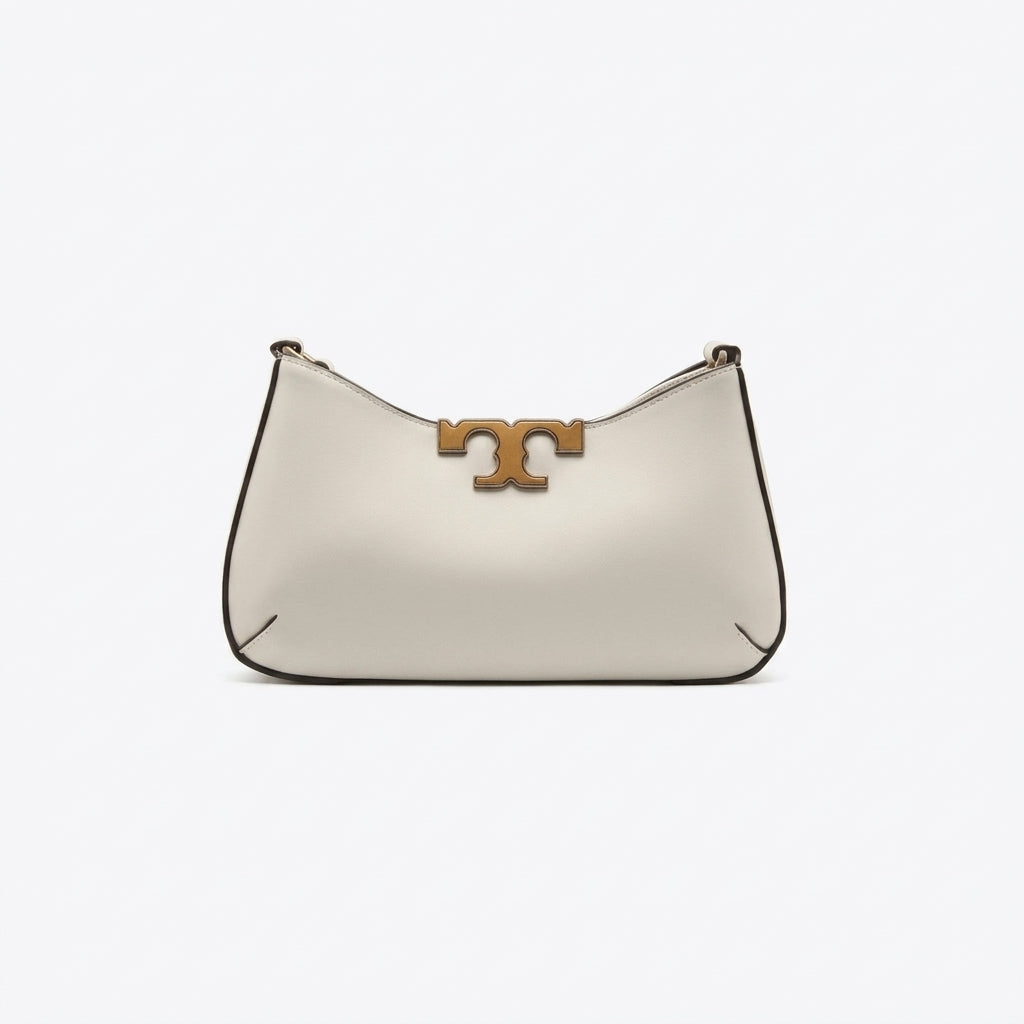 Tory Burch Petite Leather Crescent Bag Chalk White