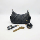 Coach Quilted Denim Cargo Hobo Bag | Washed Black & Charcoal