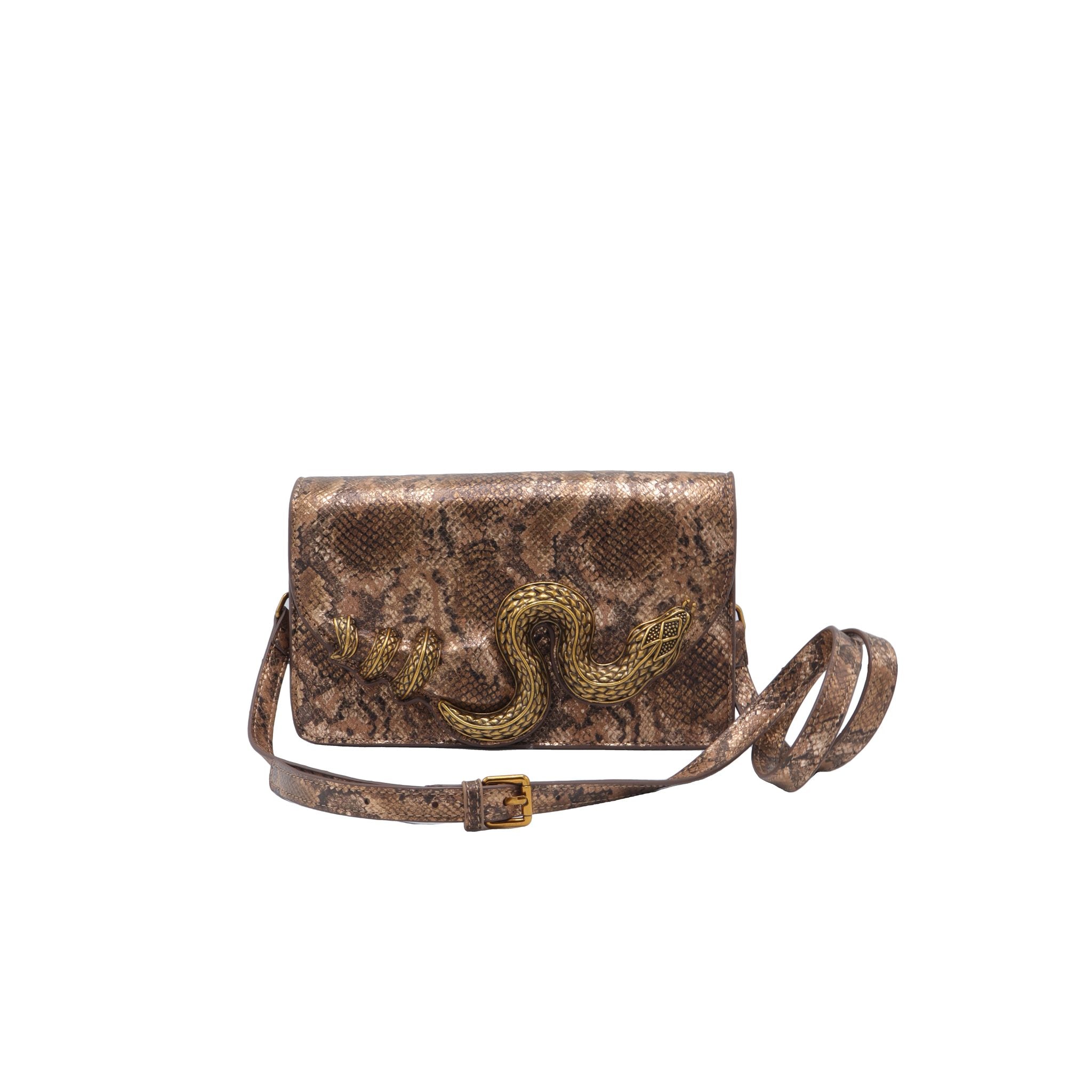 Roberto Cavalli Python Flap Bag | Coiled Snake Clasp