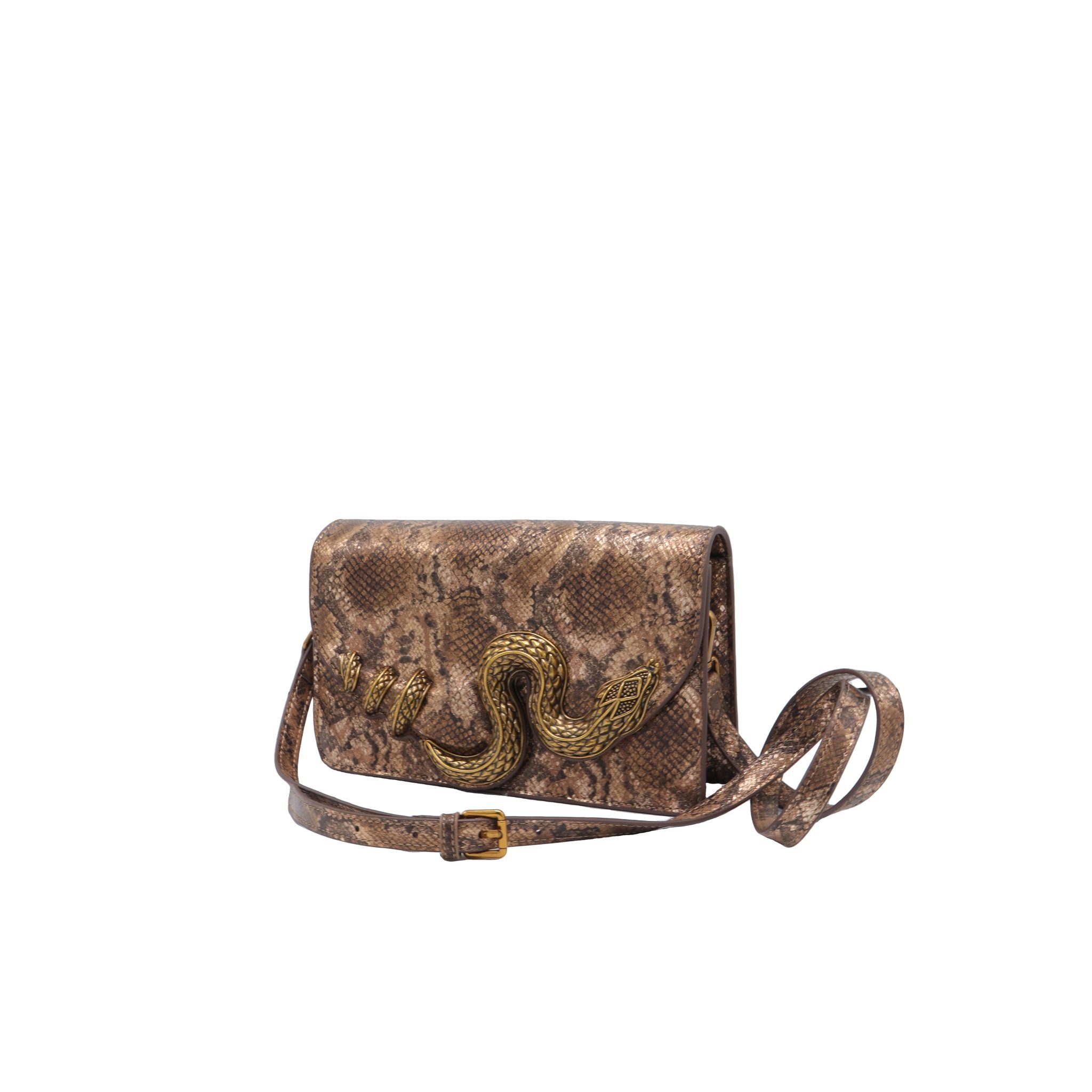 Roberto Cavalli Python Flap Bag | Coiled Snake Clasp