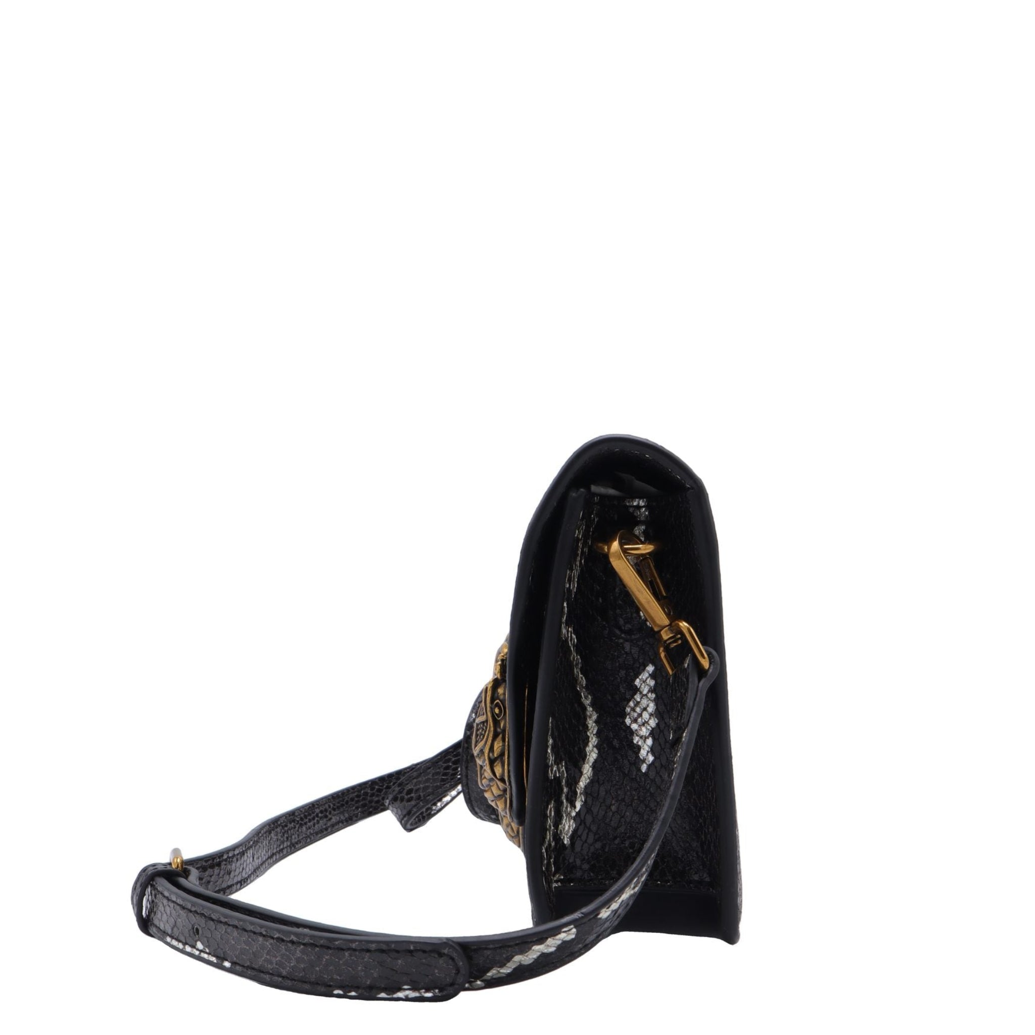 Roberto Cavalli Python Flap Bag | Monochrome Snake Clasp