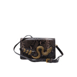 Roberto Cavalli Python Flap Bag | Charcoal Snake Clasp