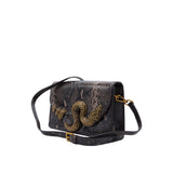 Roberto Cavalli Python Flap Bag | Charcoal Snake Clasp