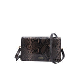 Roberto Cavalli Python Flap Bag | Charcoal Snake Clasp