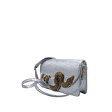 Roberto Cavalli Python Flap Bag | Metallic Silver Snake Clasp
