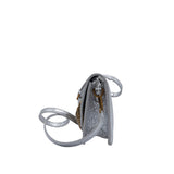 Roberto Cavalli Python Flap Bag | Metallic Silver Snake Clasp