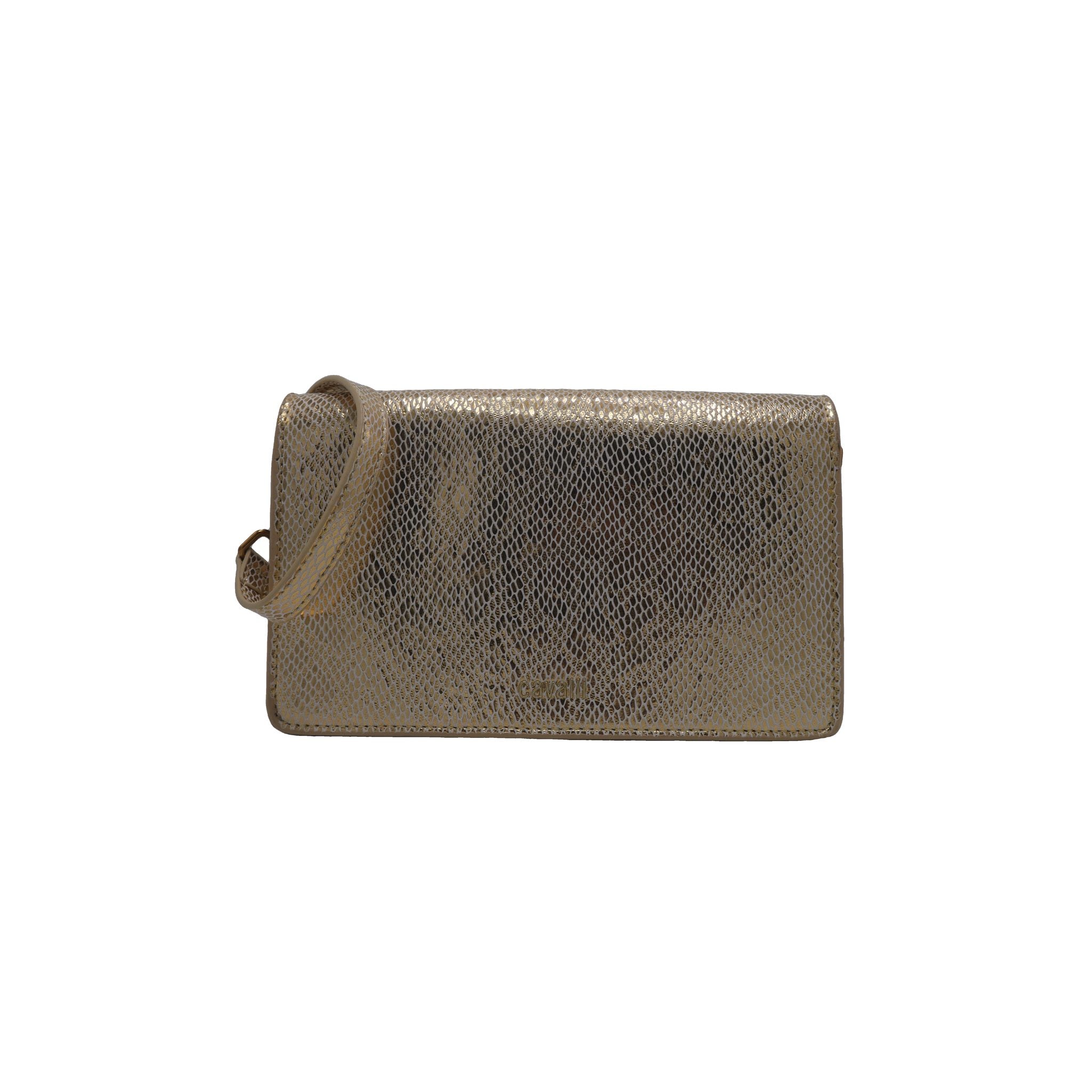 Roberto Cavalli Python Flap Bag | Champagne Gold Snake Clasp