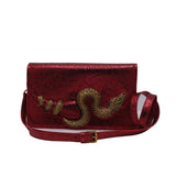 Roberto Cavalli Python Flap Bag | Metallic Red Snake Clasp