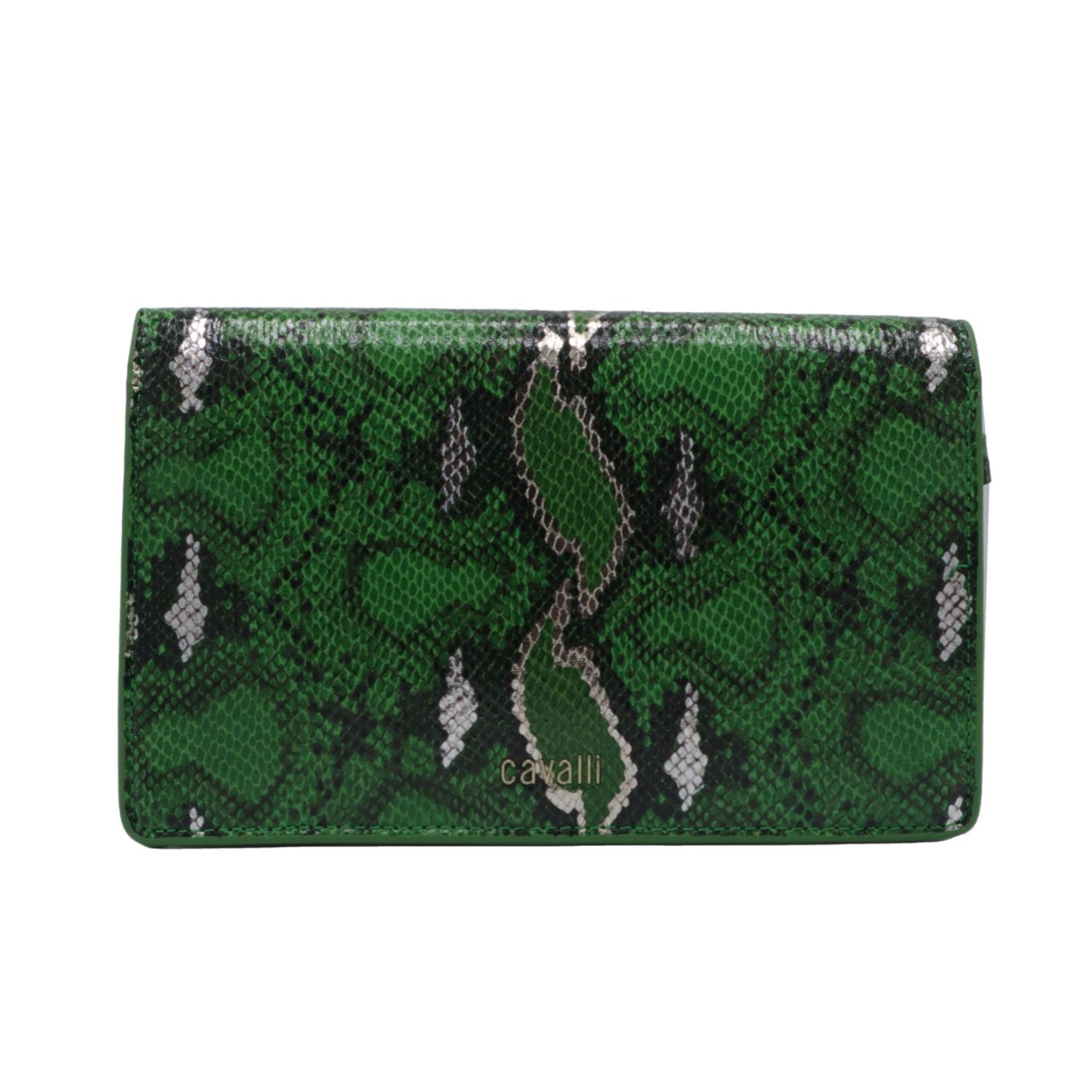 Roberto Cavalli Python Flap Bag | Emerald Green Snake Clasp