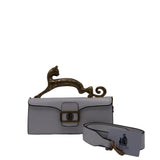 Lanvin Pencil Cat Bag | White Croc Leather & Gold Cat Handle
