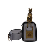 Lanvin Pencil Cat Bag | White Croc Leather & Gold Cat Handle
