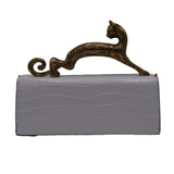Lanvin Pencil Cat Bag | White Croc Leather & Gold Cat Handle