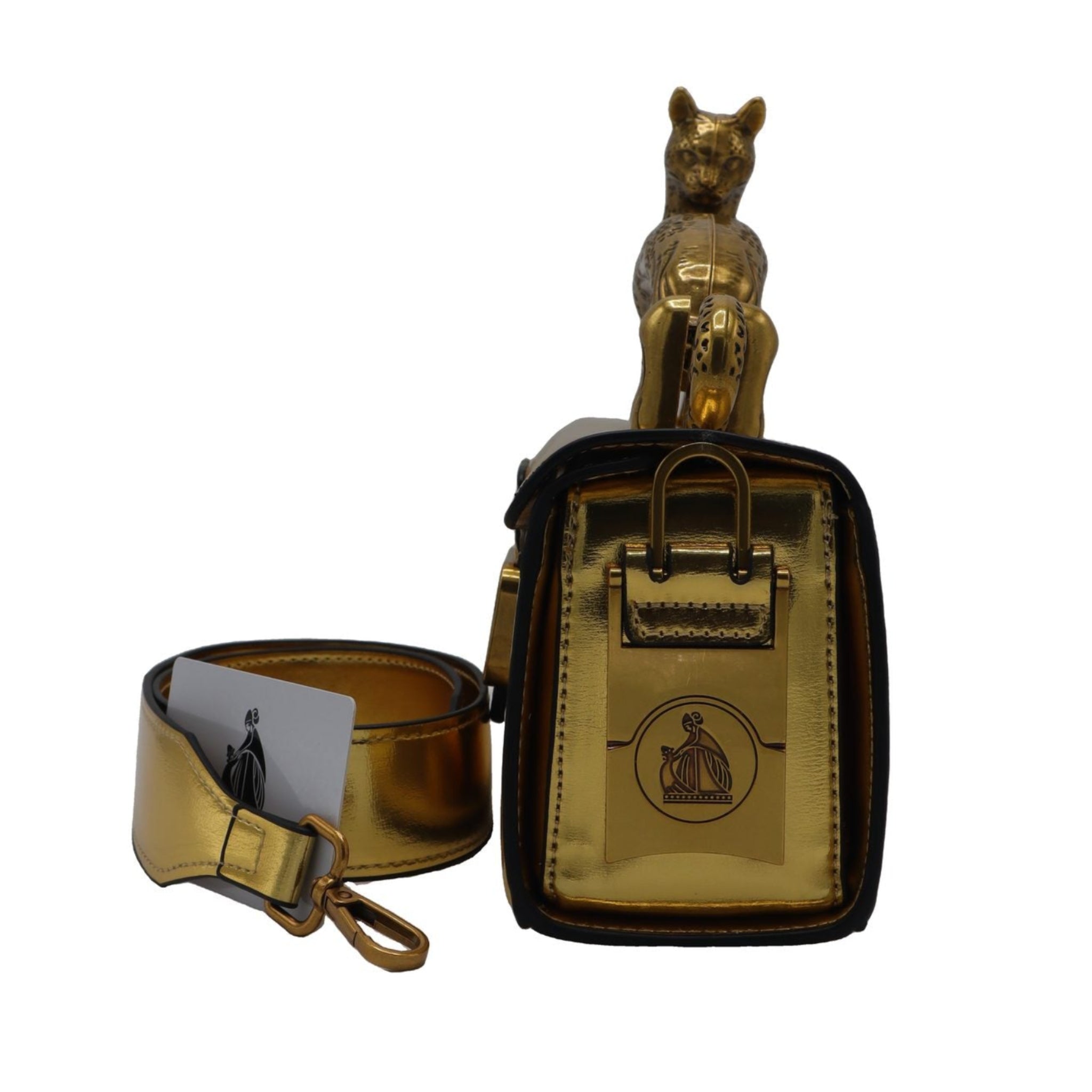 Lanvin Pencil Cat Bag | Metallic Gold Leather & Cat Handle