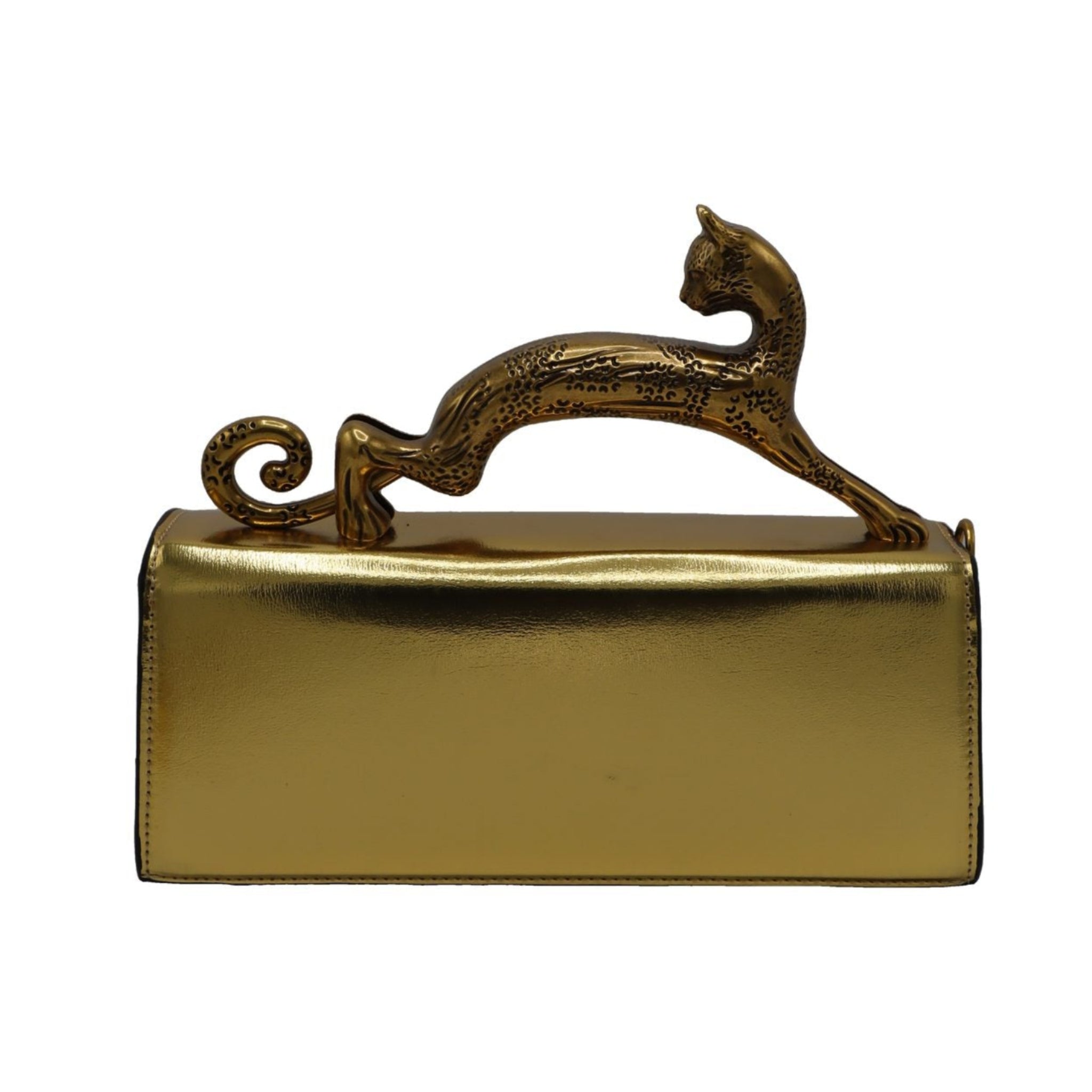 Lanvin Pencil Cat Bag | Metallic Gold Leather & Cat Handle