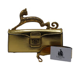Lanvin Pencil Cat Bag | Metallic Gold Leather & Cat Handle